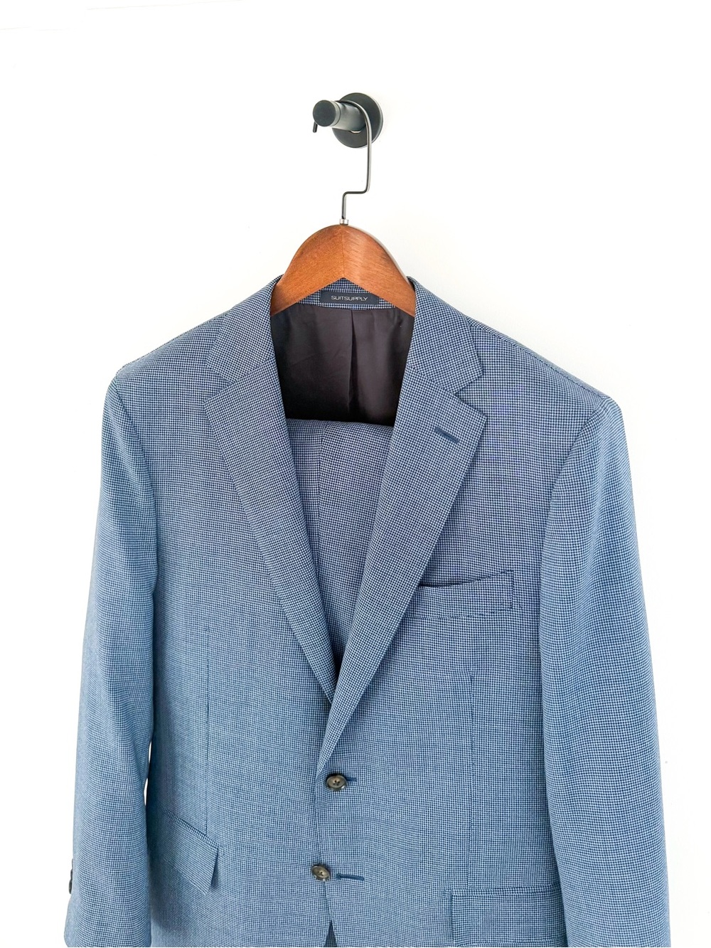 Suitsupply Sienna Italian Wool Suit "Rustic Tropical" Blue Men's 40R Houndstooth - Picture 6 of 15